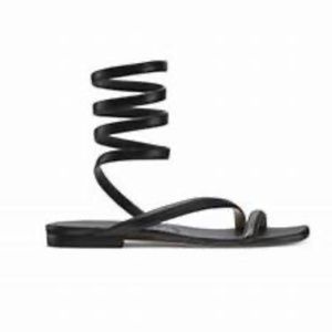 Stuart Weitzman Betrix Wrap Flat Sandal Black Size 7.5